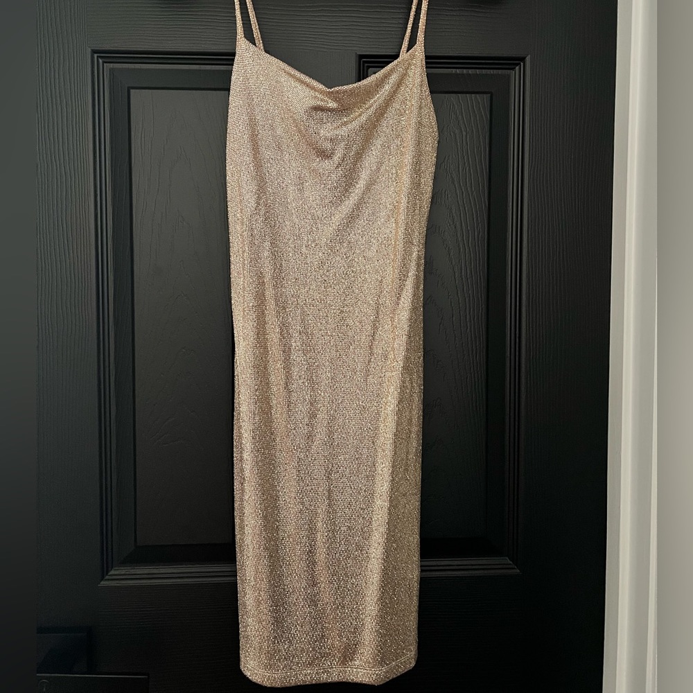 TOPSHOP Mini Gold Sparkly Dress
